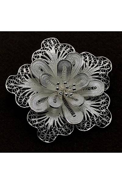 Çiçek Model Gümüş Bayan Telkari Broş