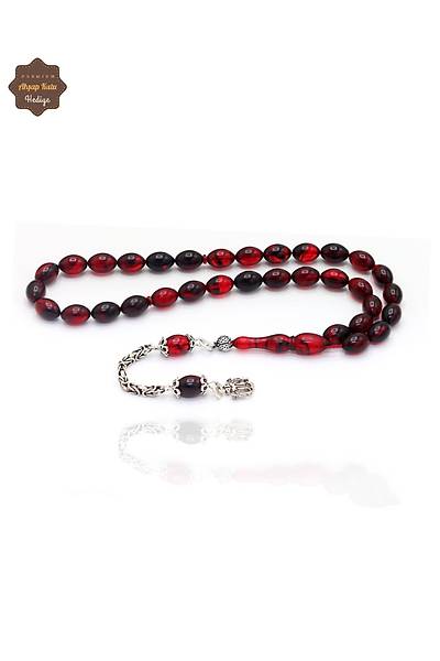 K�rm�z� Siyah Arpa Kesim K���k Boy G�m�� Kartal P�sk�ll� Ate� Kehribar Tesbih 201024965