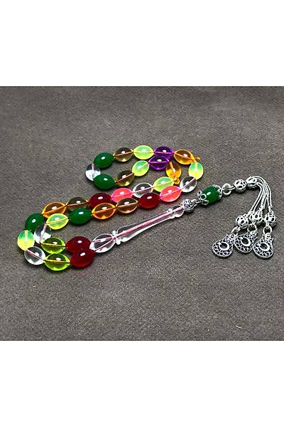 Kar���k Renkli Arpa Kesim U�ak Cam� Tesbih
