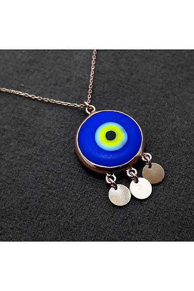 Nazar Boncuu Model Safir Tal Rose Kaplama Gm Bayan Kolye