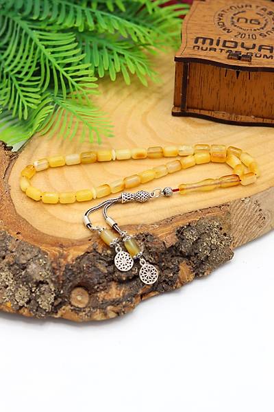 Artuklu Motif P�sk�ll� Kaps�l Kesim Orijinal Ukrayna Damla Kehribar Tesbih 201024438