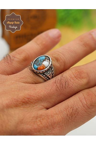 Kavansit Ta�l� Lale Motifli 925 Ayar G�m�� Erkek Y�z�k 201024869