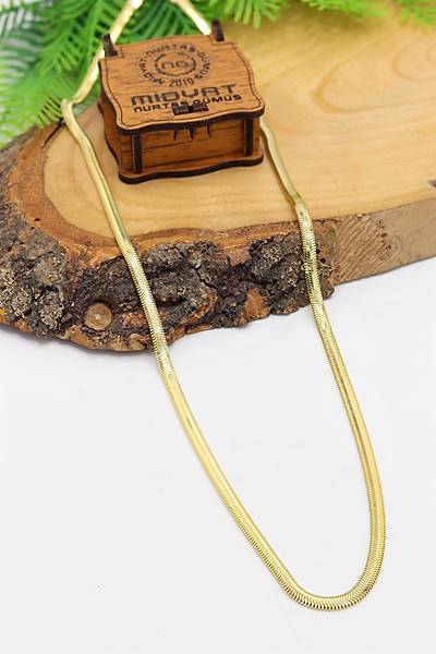 925 Ayar G�m�� Gold Kaplama Y�lan Derisi Model Ezme Zincir Kolye ve Bileklik kombini 201024152