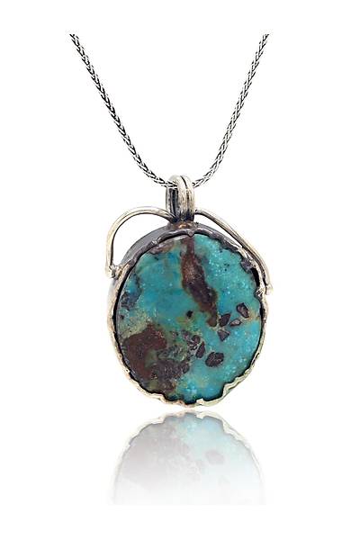 Orijinal Firuze Ta�l� Oval Model El i�i Otantik G�m�� Kad�n Kolye 201025476