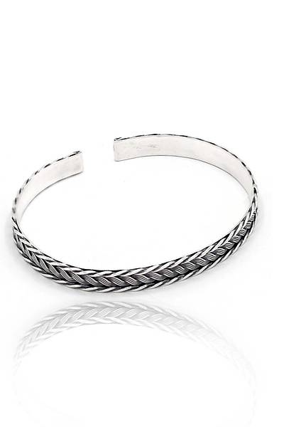 Tek S�ra �rg� Model 925 Ayar Saf G�m�� Unisex Has�r Bilezik 201024399