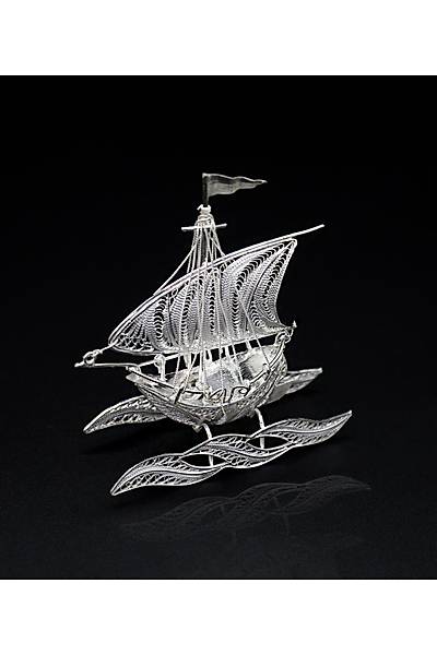 Yelkenli 925 Ayar G�m�� Saf S�per Telkari Eli�i Biblo Aksesuar 201024639