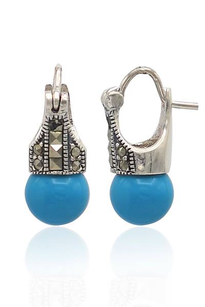 Firuze ve Markazit Ta�l� 925 Ayar Bayan G�m�� K�pe 201022871