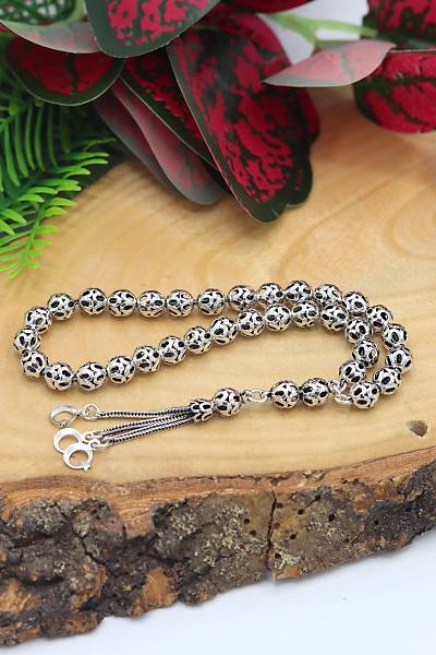 Oksitli K�re Kesim 925 Ayar G�m�� Telkari Tesbih 201022621