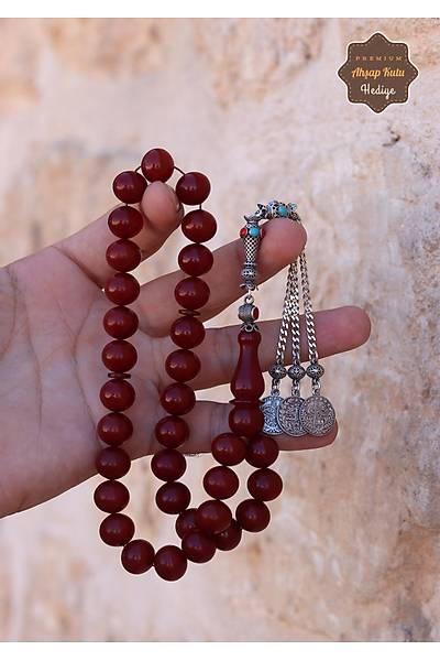 Byk Boy Bordo Kre Kesim Skma Kehribar Tesbih 201024704