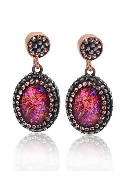 Pembe Paraiba ve Swarovski Ta�l� 925 Ayar G�m�� Kad�n ��l� Set 201025579