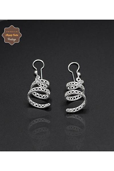 Sallant�l� Sarmal Model 925 Ayar G�m�� Telkari Kad�n K�pe 201024671
