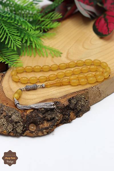 Sar� Arpa Kesim ��l� G�m�� P�sk�ll� S�kma Kehribar Tesbih 201024363