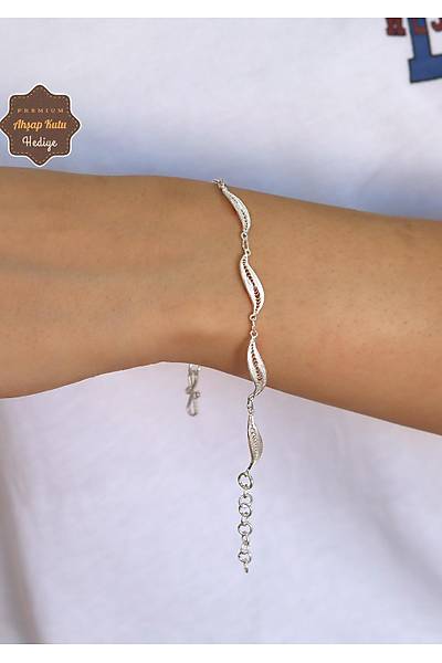 Dalgal� Zarif Model 925 Ayar G�m�� Telkari Kad�n Bileklik 201024684