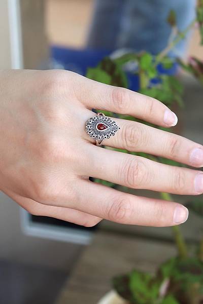 Akik Ta�l� Damla Model 925 Ayar G�m�� Markazit Kad�n Y�z�k 201024236