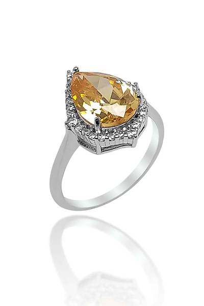 �ampanya Sitrin Ta�l� Damla Model 925 Ayar G�m�� D�rtl� Set 201024157