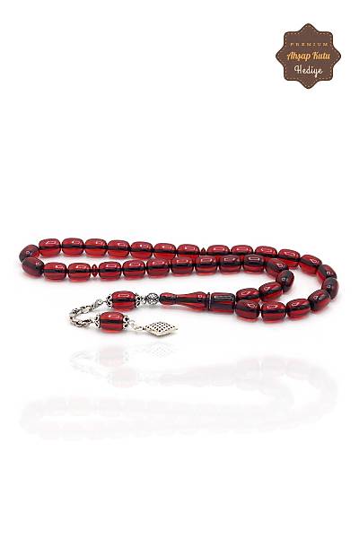 Bordo Kapsl Kesim 925 Ayar Gm Pskll Ate Kehribar Tesbih 201023767
