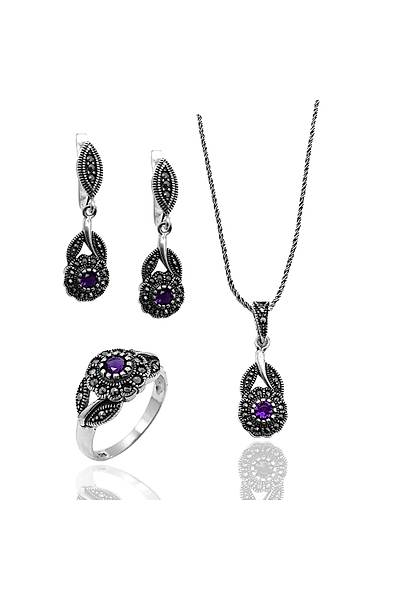 Ametist Ta�l� �i�ek Model Markazit Bayan G�m�� Tak� Seti