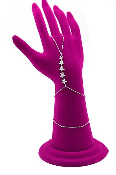 Zirkon Ta�l� Y�ld�z Tasar�m 925 Ayar G�m�� �ahmeran Kad�n Bileklik 201024387