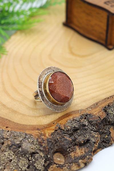 Y�ld�z Tozu Ta�l� �eki� ��lemeli 925 Ayar G�m�� Kad�n Y�z�k 201024485