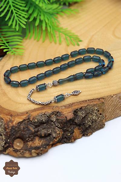 Mavi Kaps�l Kesim G�m�� �vme P�sk�ll� Ate� Kehribar Tesbih 201024374