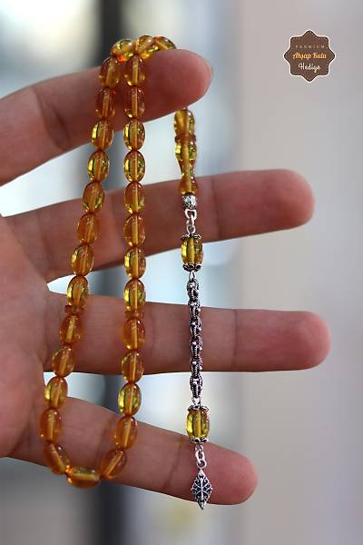 Sar� Arpa Kesim �vme G�m�� P�sk�ll� Ate� Kehribar Tesbih 201024364