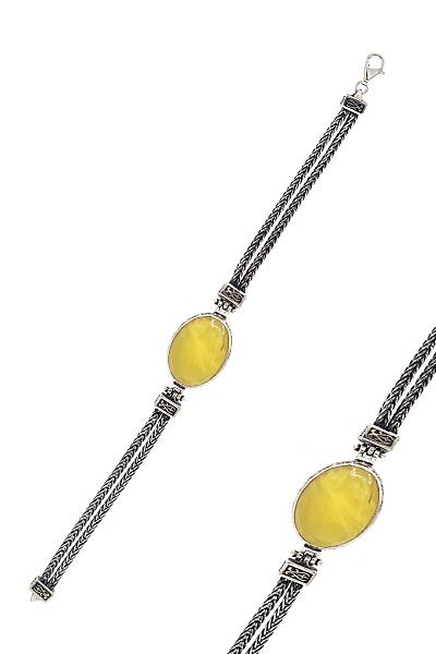 Yresel Oval Tasarm Damla Kehribar Tal Unisex Gm Bileklik 201023195
