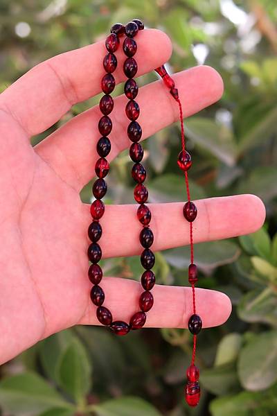 Hareli K�rm�z� Siyah Arpa Kesim �zel Sistem Ate� Kehribar Tesbih 201024762