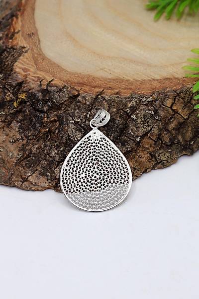 Damla Tasar�m 925 Ayar Saf G�m�� Telkari Kad�n Kolye 201023980