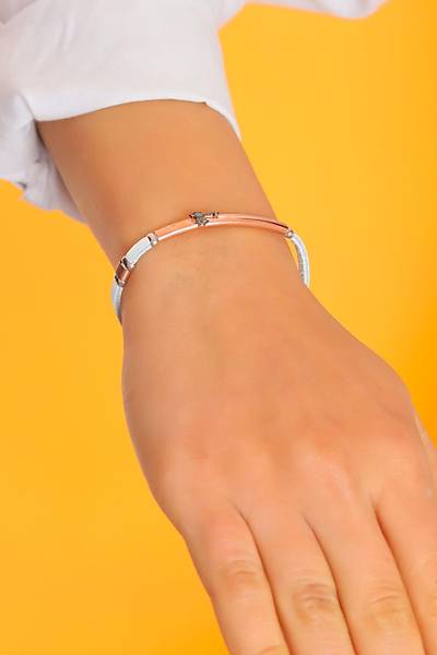 Balta Model Beyaz Deri Kordonlu Unisex Gümüş Bileklik 201020438
