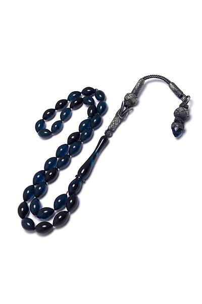 Parlament Mavisi Siyah Hareli S�kma Kehribar Tesbih