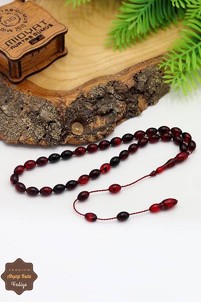 Hareli K�rm�z� Siyah Arpa Kesim �zel Sistem Ate� Kehribar Tesbih 201024762