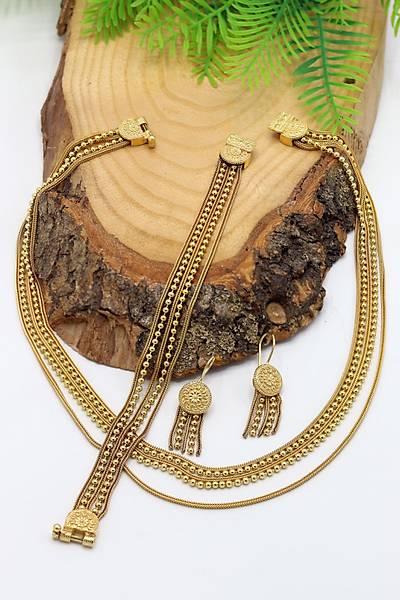 S�ral� Toplu Alt�n Kaplama 925 Ayar G�m�� Bayan Has�r ��l� Set 201024776