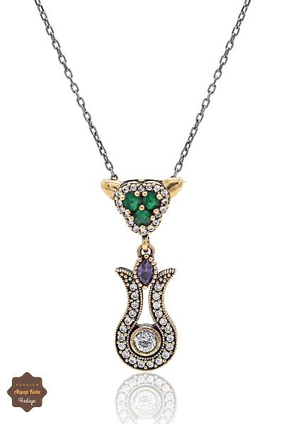 Z�mr�t ve Ametist Ta�l� Lale Model Kad�n G�m�� Otantik Kolye 201024316