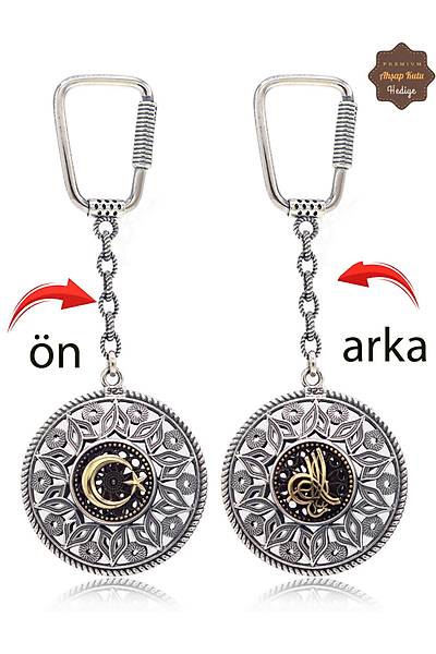 Ayy�ld�z ve Tu�ral� Lale Model �ift Tarafl� Oksitli G�m�� Telkari Anahtarl�k 201025182