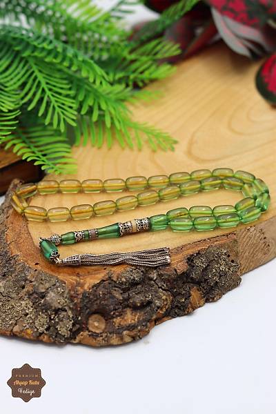 Sar� Ye�il Kaps�l Kesim Nakka�e ���ilikli �mame Ate� Kehribar Tesbih 201024372