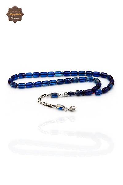 Hareli Mavi Kaps�l Kesim G�m�� P�sk�ll� Ate� Kehribar Tesbih 201024410