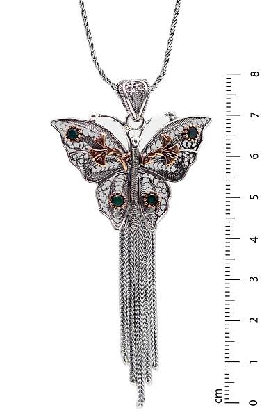 Z�mr�t Ta�l� Kelebek Model Oksitli Telkari Kad�n G�m�� Kolye 201023922