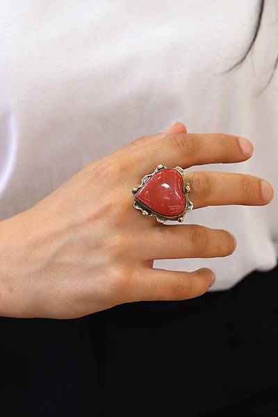 Jasper Ta�l� Kalp Model 925 Ayar G�m�� Kad�n Y�z�k 201024483