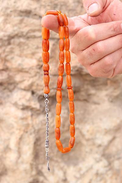 Bej Hareli Kaps�l Kesim G�m�� Z�lfikar P�sk�ll� S�kma Kehribar Tesbih 201024070