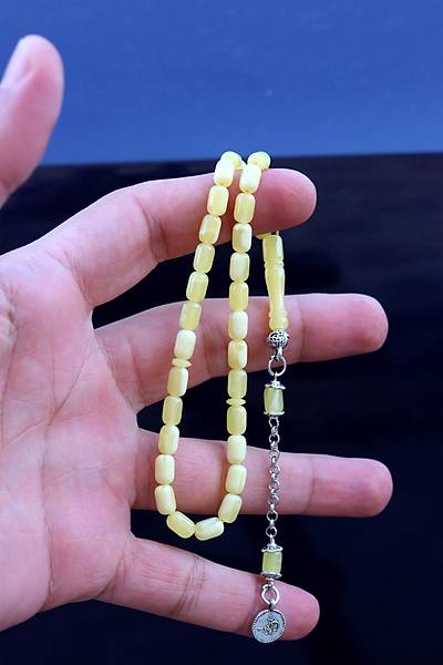 Sar� K���k Kaps�l Kesim Damla Benzetmesi Beyrut Toz Kehribar Tesbih 8x5 mm