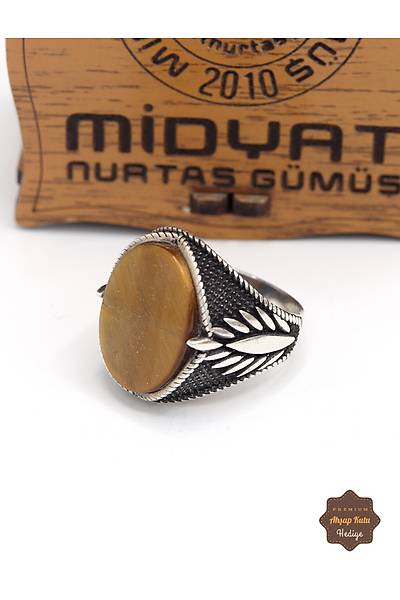 Kaplang�z� Ta�l� G�ne� Motifli 925 Ayar G�m�� Erkek Y�z�k 201024919