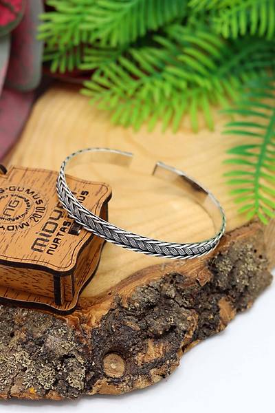 Tek S�ra �rg� Model 925 Ayar Saf G�m�� Unisex Has�r Bilezik 201024399