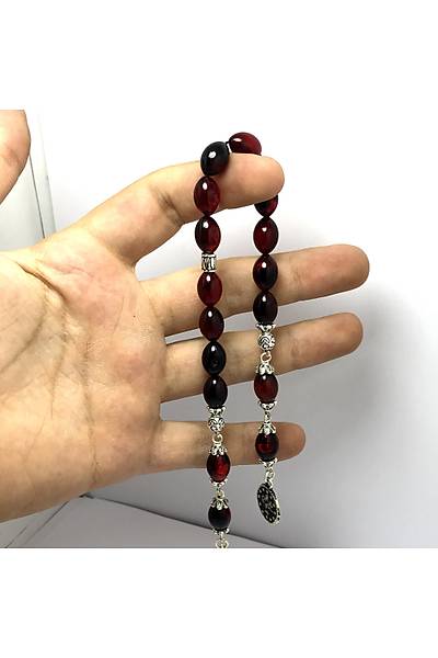 Zaza Model Metal P�sk�ll� Toz Kehribar Tesbih