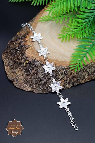 Zambak Model 925 Ayar Saf Telkari G�m�� Kad�n Bileklik 201023963