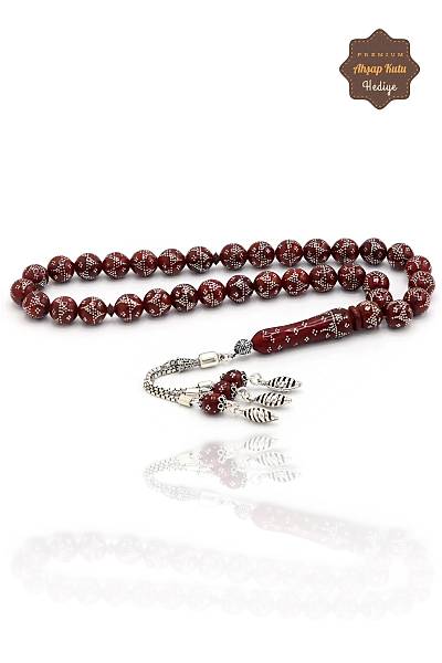 Kahverengi G�m�� ��lemeli G�m�� P�sk�ll� Orijinal Kuka Tesbih 201023860