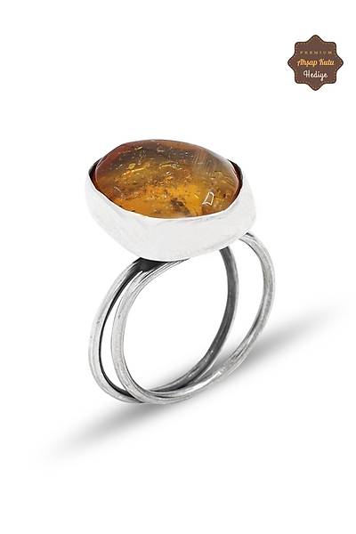 Orijinal �effaf Kehribar Ta�l� Sade Model G�m�� Kad�n Y�z�k 201024975