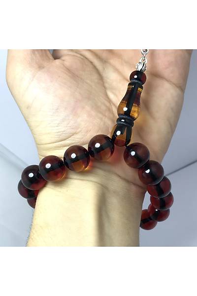 Sar� K�rm�z� S�rmeli Efe Boy Toz Kehribar Tesbih