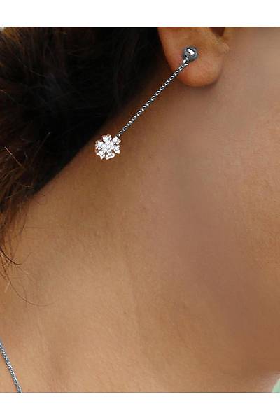 Kar Tanesi Tasar�m Zirkon Ta�l� G�m�� Kad�n K�pe 201025067