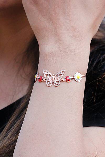 Kelebek Model Rose Kaplama Bayan G�m�� Bileklik