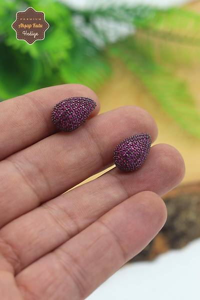 Damla Kesim Yakut Ta�l� 925 Ayar G�m�� Kad�n K�pe 201023916